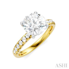 1/3 Ctw Circular Shape Round Cut Diamond Semi Mount Engagement Ring in 14K Yellow and White Gold