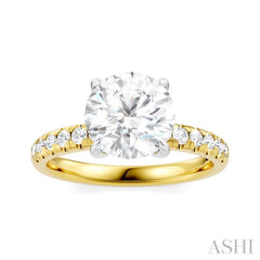1/3 Ctw Circular Shape Round Cut Diamond Semi Mount Engagement Ring in 14K Yellow and White Gold