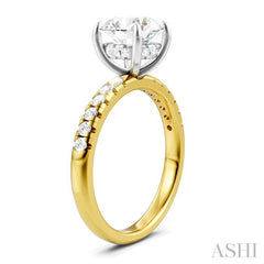 1/3 Ctw Circular Shape Round Cut Diamond Semi Mount Engagement Ring in 14K Yellow and White Gold