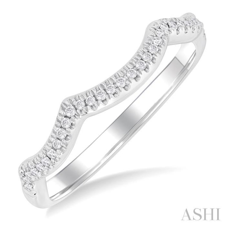 1/10 Ctw Triple Arch Round Cut Diamond Wedding Band in 14K White Gold