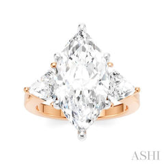 1 Ctw Marquise Shape Trillion and Round Cut Diamond Semi Mount Engagement Ring in 14K Rose and White Gold