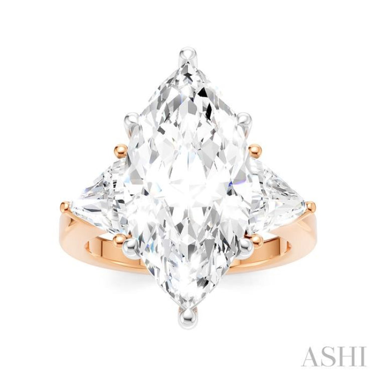 1 Ctw Marquise Shape Trillion and Round Cut Diamond Semi Mount Engagement Ring in 14K Rose and White Gold
