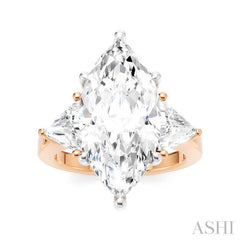 1 Ctw Marquise Shape Trillion and Round Cut Diamond Semi Mount Engagement Ring in 14K Rose and White Gold