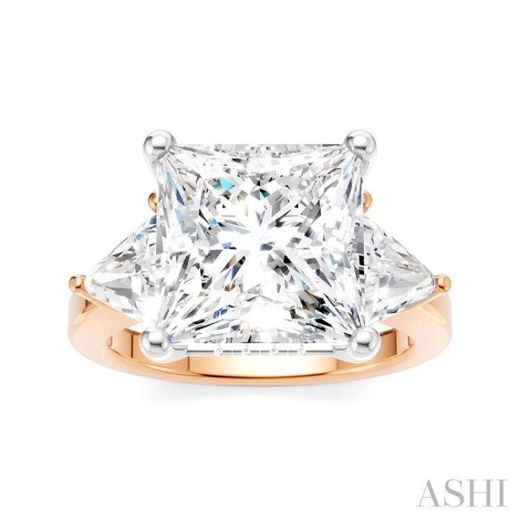 1 Ctw Princess Shape Trillion Cut & Round Cut Diamond Semi Mount Engagement Ring in 14K Rose and White Gold