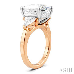 1 Ctw Princess Shape Trillion Cut & Round Cut Diamond Semi Mount Engagement Ring in 14K Rose and White Gold