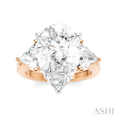 1 Ctw Pear Shape Trillion Cut & Round Cut Diamond Semi Mount Engagement Ring in 14K Rose and White Gold