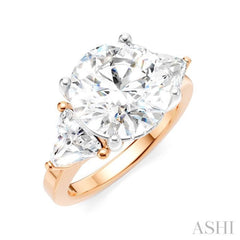 1 Ctw Circular Shape Trillion and Round Cut Diamond Semi Mount Engagement Ring in 14K Rose and White Gold
