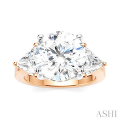 1 Ctw Circular Shape Trillion and Round Cut Diamond Semi Mount Engagement Ring in 14K Rose and White Gold