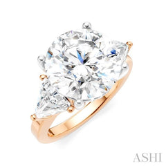1 Ctw Circular Shape Trillion and Round Cut Diamond Semi Mount Engagement Ring in 14K Rose and White Gold