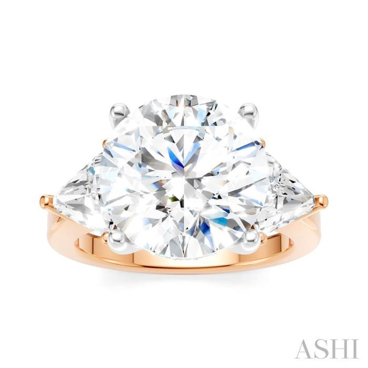 1 Ctw Circular Shape Trillion and Round Cut Diamond Semi Mount Engagement Ring in 14K Rose and White Gold