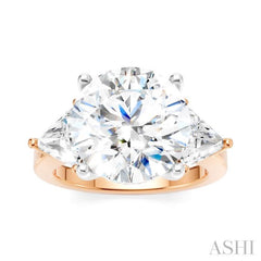 1 Ctw Circular Shape Trillion and Round Cut Diamond Semi Mount Engagement Ring in 14K Rose and White Gold