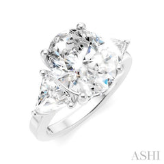 1 Ctw Oval Shape Trillion Cut & Round Cut Diamond Semi Mount Engagement Ring in 14K White Gold