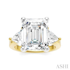 1 Ctw Emerald Shape Trillion and Round Cut Diamond Semi Mount Engagement Ring in 14K yellow and White Gold