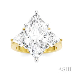 1 Ctw Marquise Shape Trillion and Round Cut Diamond Semi Mount Engagement Ring in 14K Yellow and White Gold