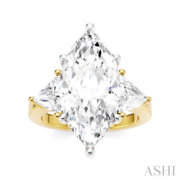 1 Ctw Marquise Shape Trillion and Round Cut Diamond Semi Mount Engagement Ring in 14K Yellow and White Gold