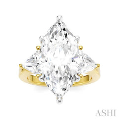 1 Ctw Marquise Shape Trillion and Round Cut Diamond Semi Mount Engagement Ring in 14K Yellow and White Gold