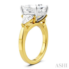 1 Ctw Princess Shape Trillion Cut & Round Cut Diamond Semi Mount Engagement Ring in 14K Yellow and White Gold