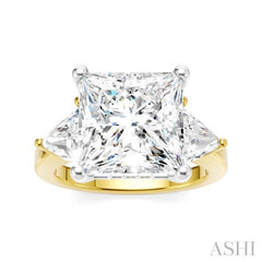 1 Ctw Princess Shape Trillion Cut & Round Cut Diamond Semi Mount Engagement Ring in 14K Yellow and White Gold