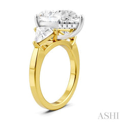 1 Ctw Pear Shape Trillion Cut & Round Cut Diamond Semi Mount Engagement Ring in 14K Yellow and White Gold