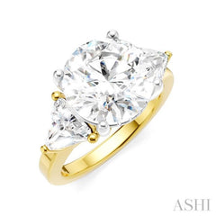 1 Ctw Circular Shape Trillion and Round Cut Diamond Semi Mount Engagement Ring in 14K Yellow and White Gold