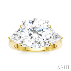 1 Ctw Circular Shape Trillion and Round Cut Diamond Semi Mount Engagement Ring in 14K Yellow and White Gold