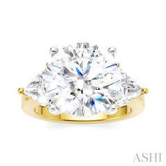 1 Ctw Circular Shape Trillion and Round Cut Diamond Semi Mount Engagement Ring in 14K Yellow and White Gold