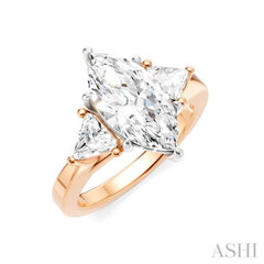 1/2 Ctw Marquise Shape Trillion and Round Cut Diamond Semi Mount Engagement Ring in 14K Rose and White Gold