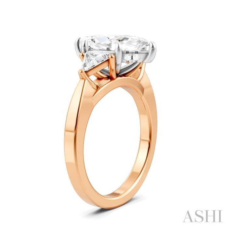 1/2 Ctw Marquise Shape Trillion and Round Cut Diamond Semi-Mount Engagement Ring in 14K Rose and White Gold