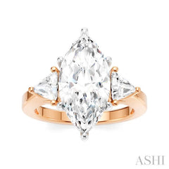1/2 Ctw Marquise Shape Trillion and Round Cut Diamond Semi Mount Engagement Ring in 14K Rose and White Gold