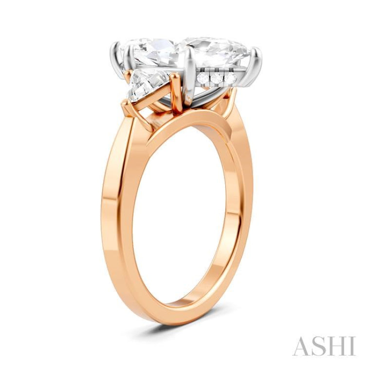 1/2 Ctw Marquise Shape Trillion and Round Cut Diamond Semi Mount Engagement Ring in 14K Rose and White Gold