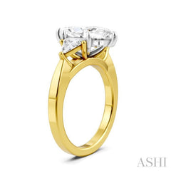 1/2 Ctw Marquise Shape Trillion and Round Cut Diamond Semi Mount Engagement Ring in 14K Yellow and White Gold