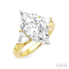 1/2 Ctw Marquise Shape Trillion and Round Cut Diamond Semi Mount Engagement Ring in 14K Yellow and White Gold