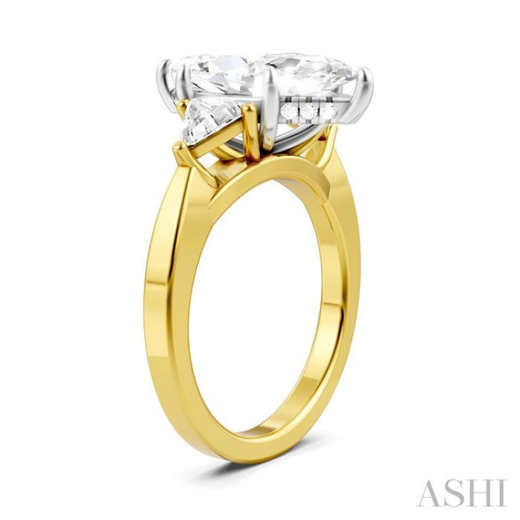 1/2 Ctw Marquise Shape Trillion and Round Cut Diamond Semi Mount Engagement Ring in 14K Yellow and White Gold