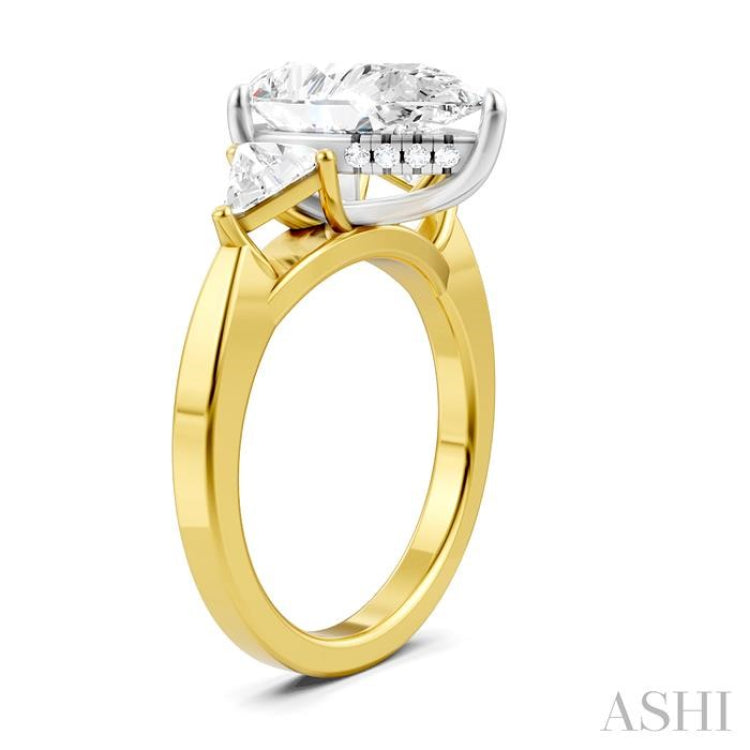 1/2 Ctw Pear Shape Trillion Cut & Round Cut Diamond Semi Mount Engagement Ring in 14K Yellow and White Gold