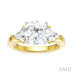 1/2 Ctw Circular Shape Trillion and Round Cut Diamond Semi Mount Engagement Ring in 14K Yellow and White Gold