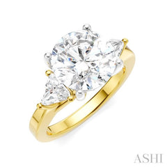1/2 Ctw Circular Shape Trillion and Round Cut Diamond Semi Mount Engagement Ring in 14K Yellow and White Gold