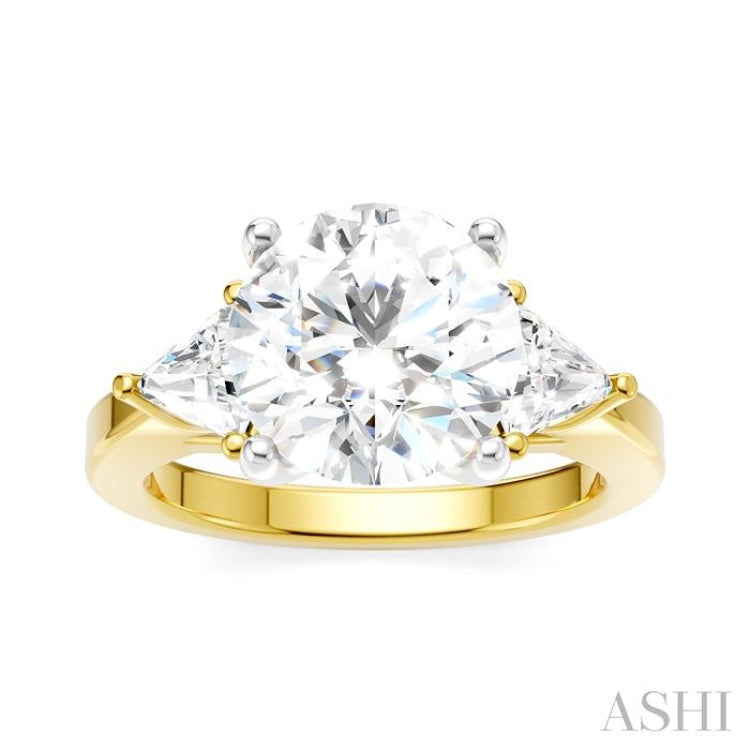 1/2 Ctw Circular Shape Trillion and Round Cut Diamond Semi Mount Engagement Ring in 14K Yellow and White Gold