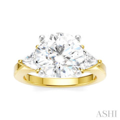 1/2 Ctw Circular Shape Trillion and Round Cut Diamond Semi Mount Engagement Ring in 14K Yellow and White Gold