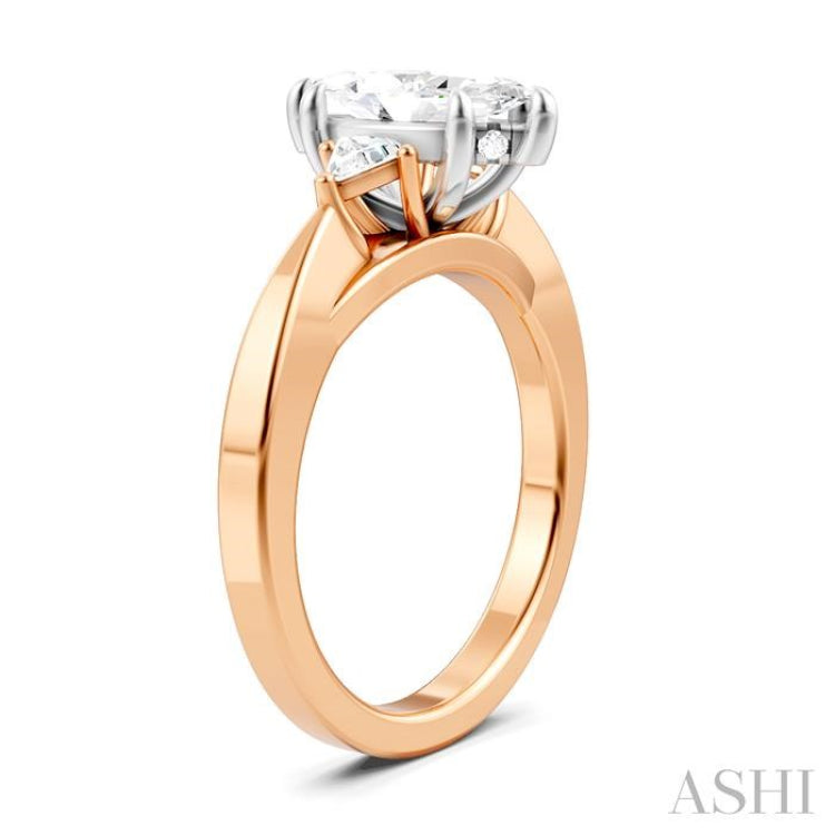 1/4 Ctw Marquise Shape Trillion and Round Cut Diamond Semi Mount Engagement Ring in 14K Rose and White Gold