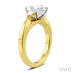 1/4 Ctw Princess Shape Trillion Cut & Round Cut Diamond Semi Mount Engagement Ring in 14K Yellow and White Gold