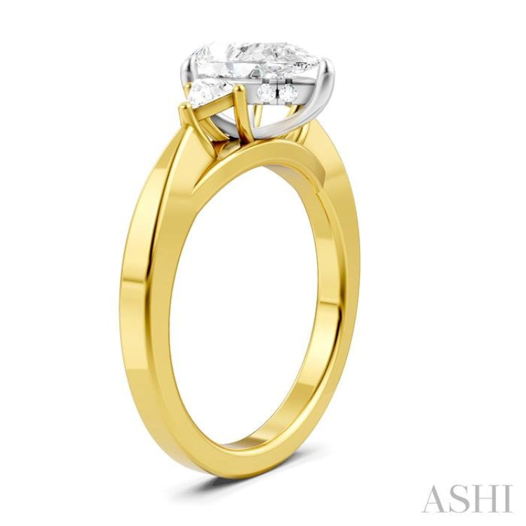 1/4 Ctw Pear Shape Trillion Cut & Round Cut Diamond Semi Mount Engagement Ring in 14K Yellow and White Gold
