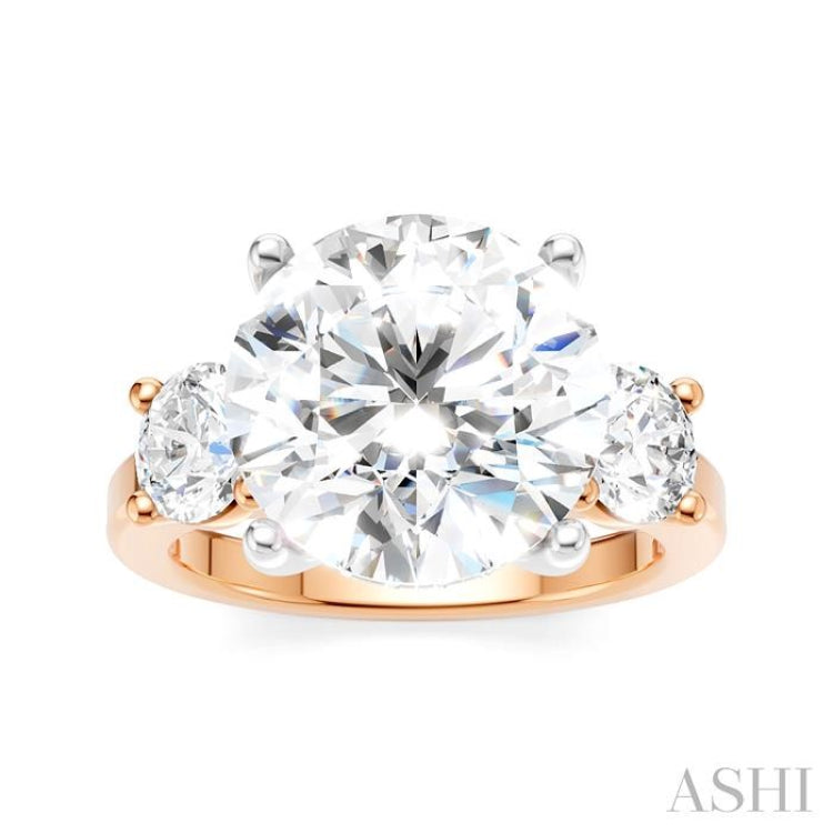 1 Ctw Tri-Mount Past, Present and Future Round Cut Diamond Semi Mount Engagement Ring in 14K Rose and White Gold