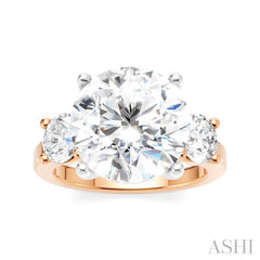 1 Ctw Tri-Mount Past, Present and Future Round Cut Diamond Semi Mount Engagement Ring in 14K Rose and White Gold