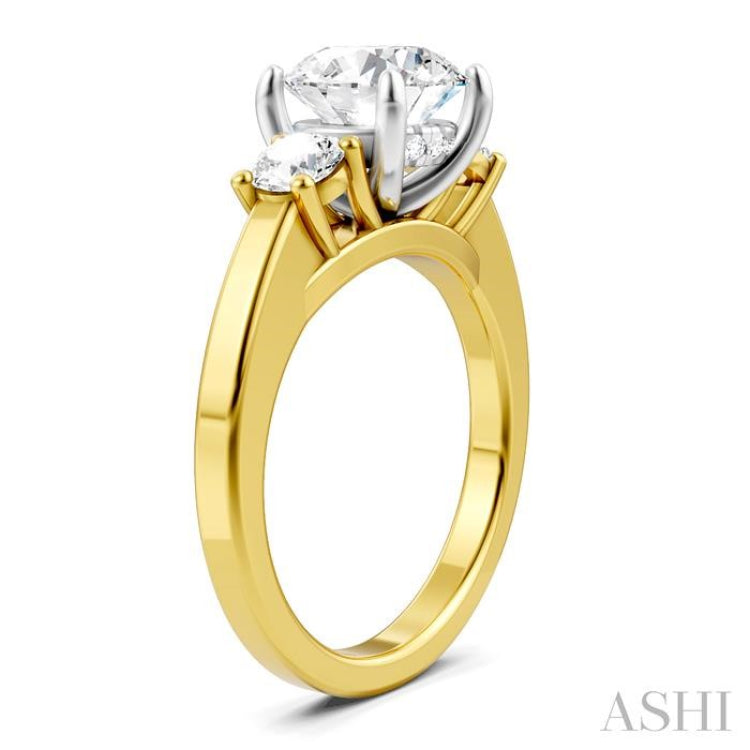 1/2 Ctw Tri-Mount Past, Present and Future Round Cut Diamond Semi Mount Engagement Ring in 14K Yellow and White Gold