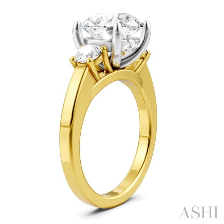 1/2 Ctw Tri-Mount Past, Present and Future Round Cut Diamond Semi Mount Engagement Ring in 14K Yellow and White Gold