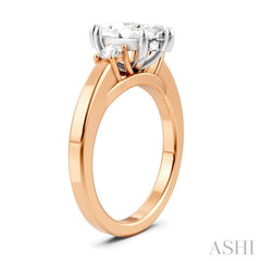 1/4 Ctw Tri-Mount Marquise Shape Center Round Cut Diamond Semi Mount Engagement Ring in 14K Rose and White Gold