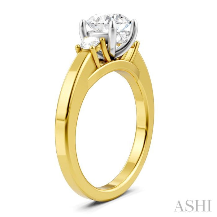1/4 Ctw Tri-Mount Past, Present and Future Round Cut Diamond Semi Mount Engagement Ring in 14K Yellow and White Gold