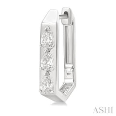 1/2 Ctw Pear Cut Diamond Hexagonal Fashion Hoop Earrings in 14K White Gold