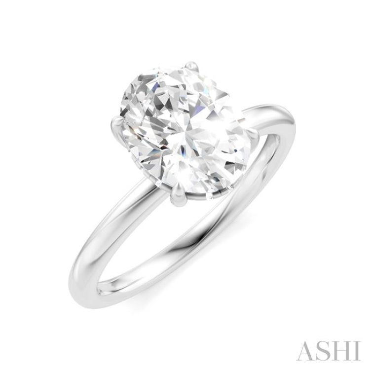 1/20 Ctw Oval Shape Round Cut Diamond Semi Mount Engagement Ring in 14K White Gold