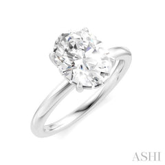 1/20 Ctw Oval Shape Round Cut Diamond Semi Mount Engagement Ring in 14K White Gold
